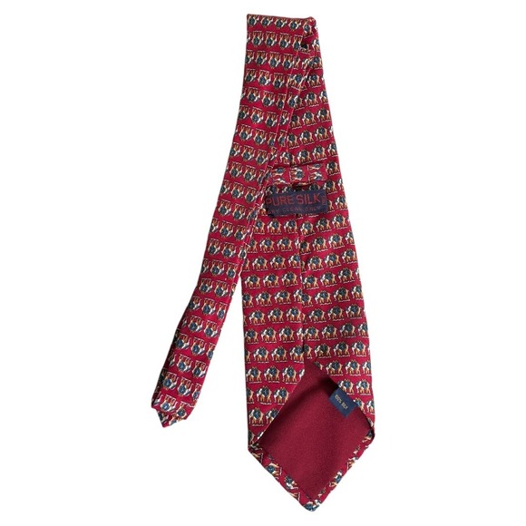 Other - BEAUFORT by Tie Rack 100% Silk Red with elephants Necktie Vtg